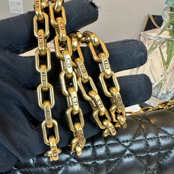 Authentic Christian Dior Black Leather Shoulder Bag With Gold hardware - Picture 10 of 16